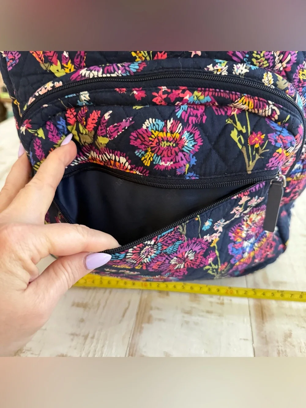 Vera Bradley Backpack Essential Backpack Midnight Wildflowers Laptop Bag Retired